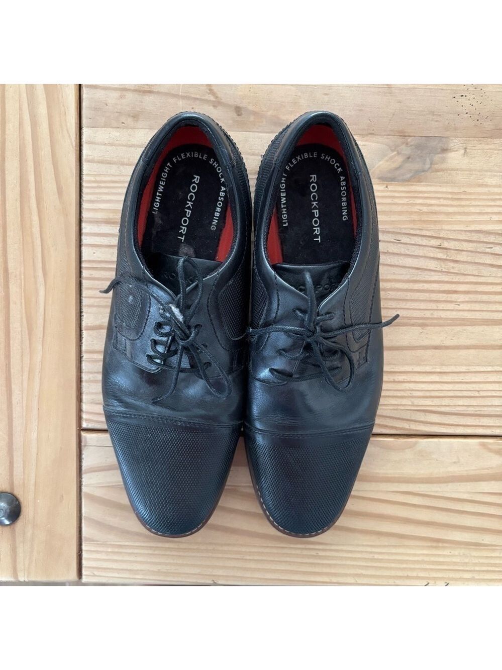 Rockport Cap Toe Oxford Mens Black Leather TruTech Comfort Dress Shoes